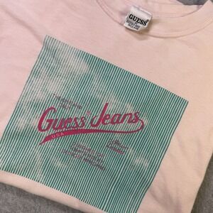 Vintage 80s Guess Jeans‎ by Georges Marciano T-Shirt Pink Graphic Made USA